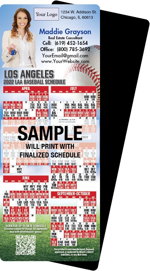 Real Estate Baseball Schedules, Magnetic Sports Calendars for Realtors